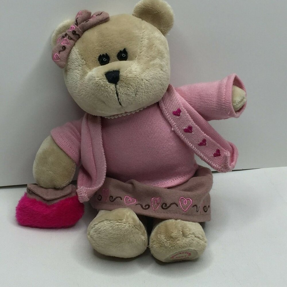 Starbucks Bearista 2007 10" Bear Bean Bag Plush Pink Valentine Heart Purse
